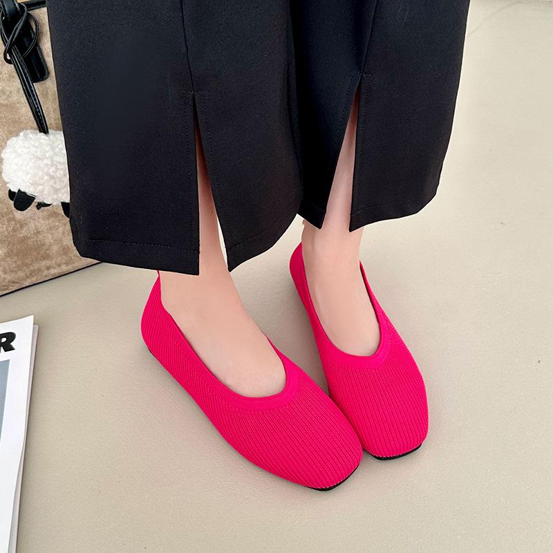 Fashion Women Leisure Flats Summer Autumn Flat Shoes Breathable Knitted Leopard Print Slip-on Female Daily Walking Driving Loafers