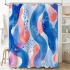 Watercolor Blue Pink Red Bathtub Shower Curtain Waterproof Decorative Bathroom Decoration