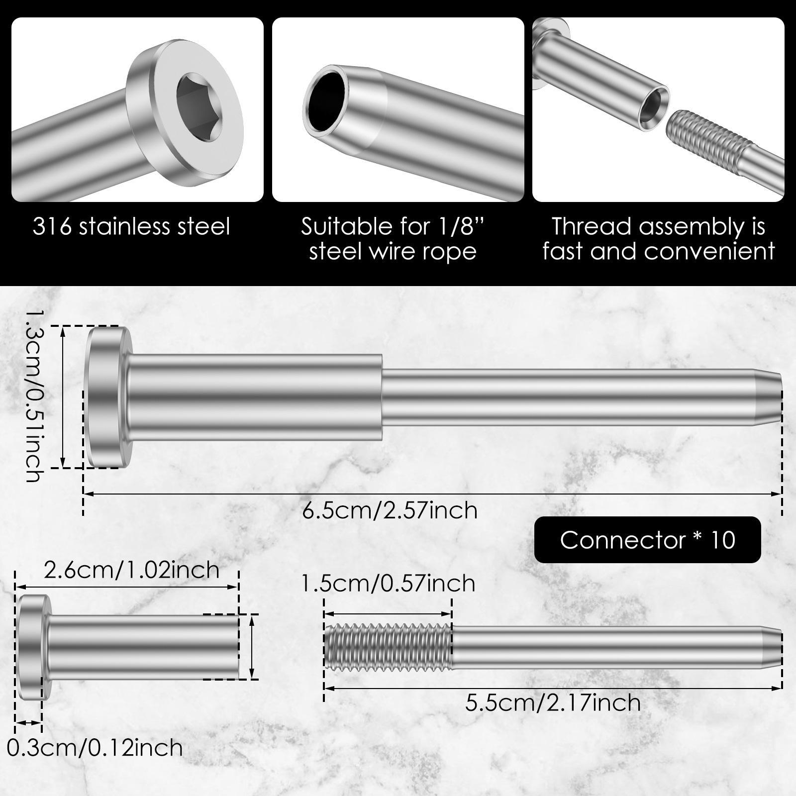 

Комплект невидимой кабельной фурнитуры для перил, 10 шт., нержавеющая сталь 316, приемник 1/8 и обжимной наконечник для кабельных перил и деревянных/металлических стоек silver 10PCS