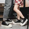Fashion Women's Platform Ankle Boots Men High-Top Lace-Up Thick-Soled Big Round Toe Shoes Unisex Couple Height-Increasing Sneakers