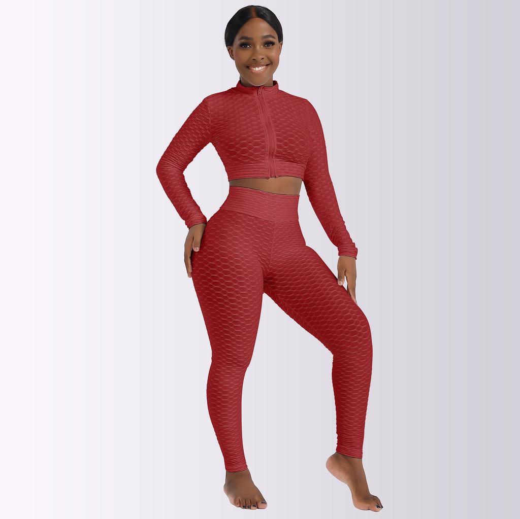 2022 Autumn/Winter Women's Fashion Casual Suit: Short Long-Sleeve Cardigan & Hip Pants