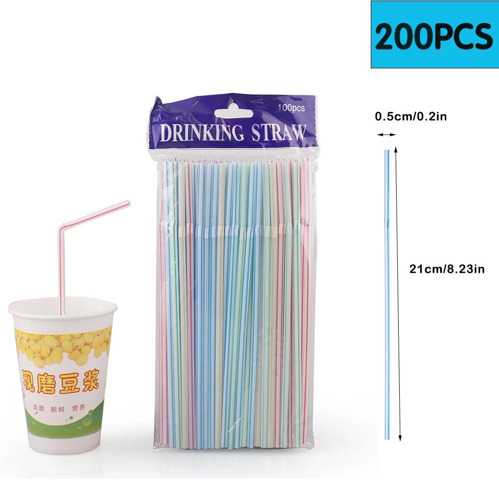 50-3000PCS Black&Colorful Drinking Straws Party Rietjes Kunststof Beverage Straw Milk Tea Kitchen Accessory Wholesale
