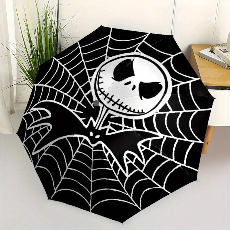 1pc Jack Skellington's Halloween Adventure Automatic Folding Umbrella - 3 Folding Design, Vivid Cartoon Pattern, Suitable for Outdoor Activi
