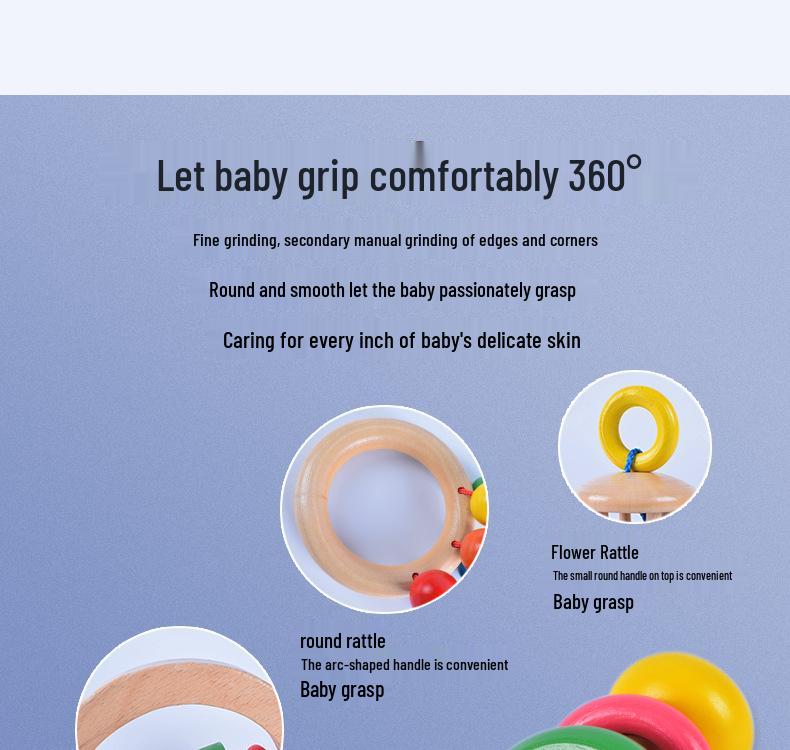 Wooden Baby Rattle: Soothing Educational Toy for Boys and Girls, Ages 0-8 Months