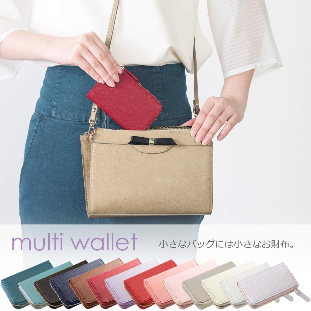 Corale Women's Leather Coin Purse, Compact Wallet with Card Case and L-Shaped Zipper (Camel Brown)