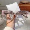 Fashion Patchwork Color Frame New in Women Crystal Shiny Glasses Non-prescription Original Brand Design Decor Eyewear