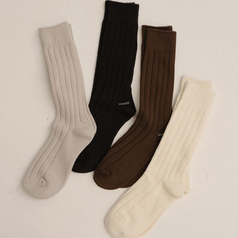 blank03 essential cotton rib socks (4colors)