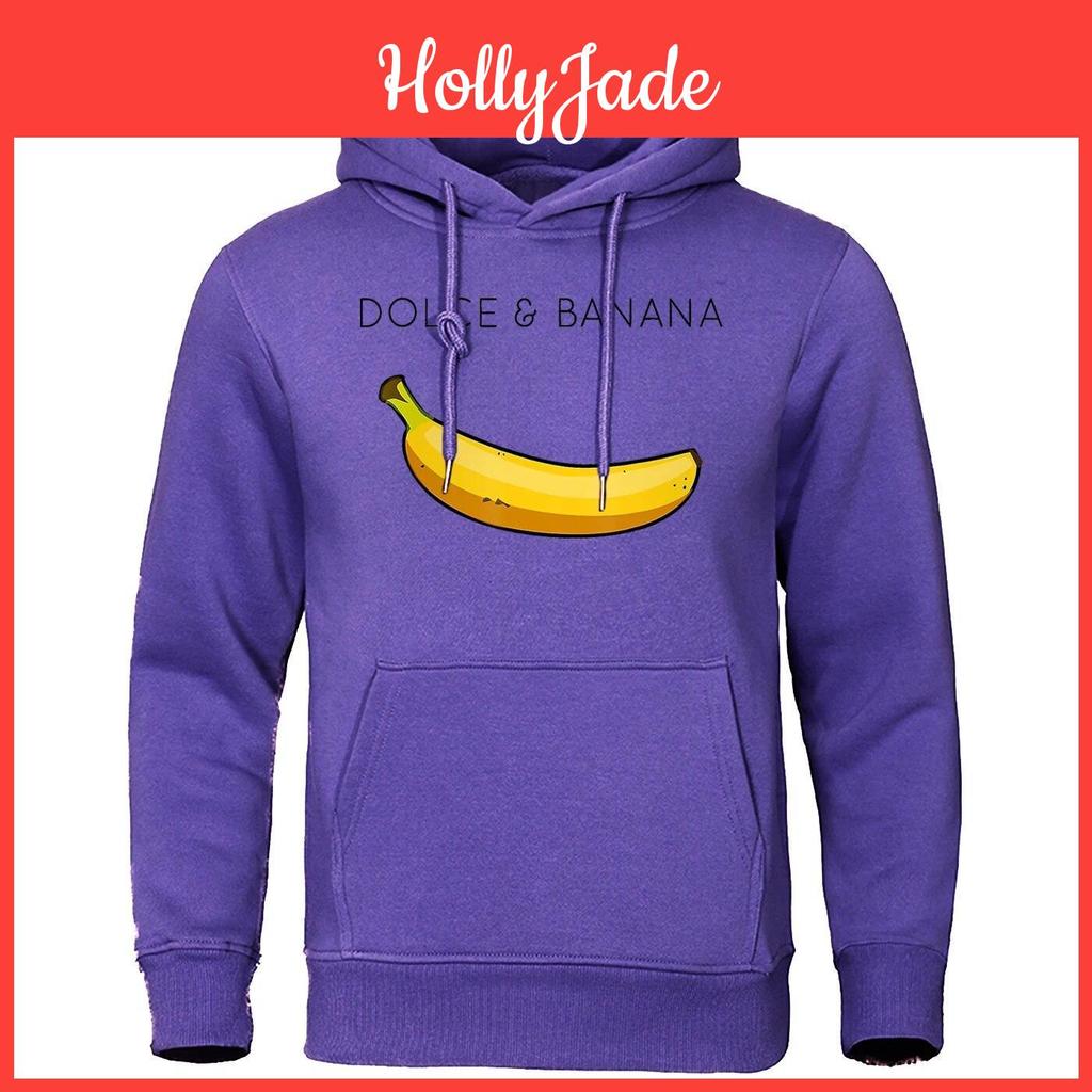 Sweatshirt Banana Printing Dolce Women Fashion Casual Hoodies Autumn Loose Pullover Tops Pocket Fleece Warm Sportswear