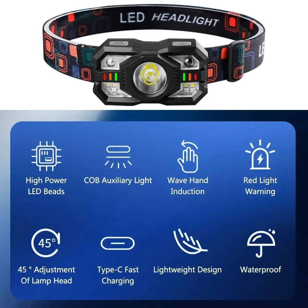 Ultra Bright IR Motion Sensor  Head Lamp Adjustable Mode Head Flashlight  Fishing