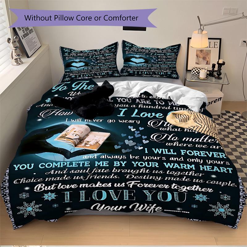 3pcs Love Declaration Duvet Cover Set, Cover For Bedroom Guest Room (1 Duvet Cover + 2 Pillowcase, Without Quilt),  yy250922238