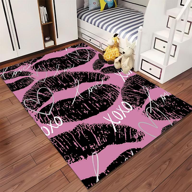 Lip Print XOXO Love Carpet suitable as a non-slip mat for the living room or bedroom sofa