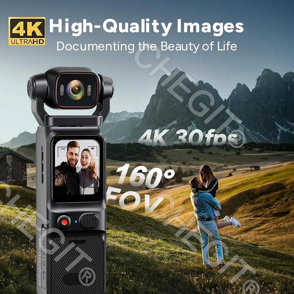 4K Touch Screen Portable MINI Vlog Camera Pocket Sports Camera with Gimbal Tripo Handheld Stabilizer Body Camera Video Recording
