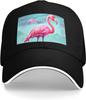 Flamingo Print Baseball Cap Polyester Adjustable Sun Protection Casual Trucker Hat for Unisex Adult