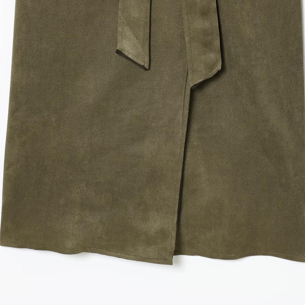 European and American Style, New Women's Clothing, Fashionable, Versatile, Cross-border Anti-velvet Leather Effect Long Trench Coat