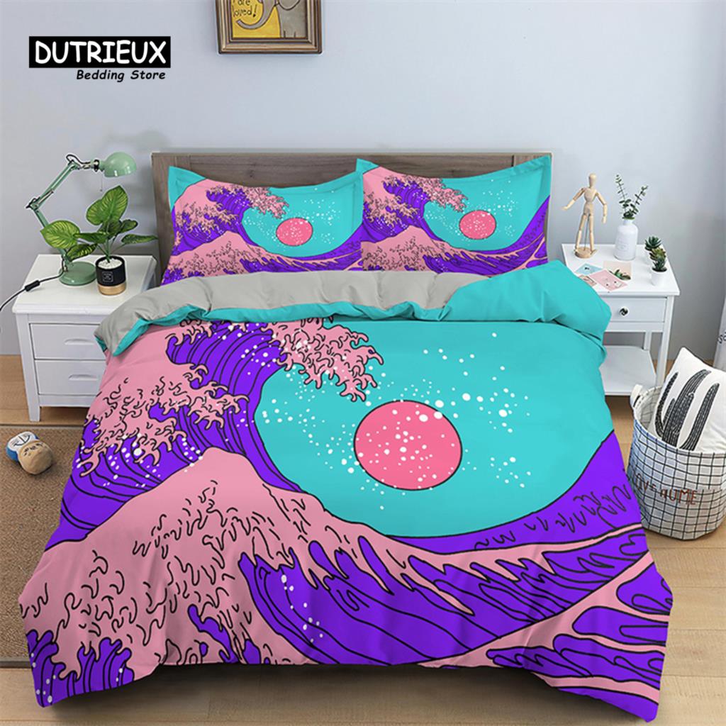 

Пододеяльник с японской волной из микрофибры Queen, абстрактная фэнтезийная одежда, комплект постельного белья Bohemia Galaxy для взрослых и подростков EU single(135x200cm)
