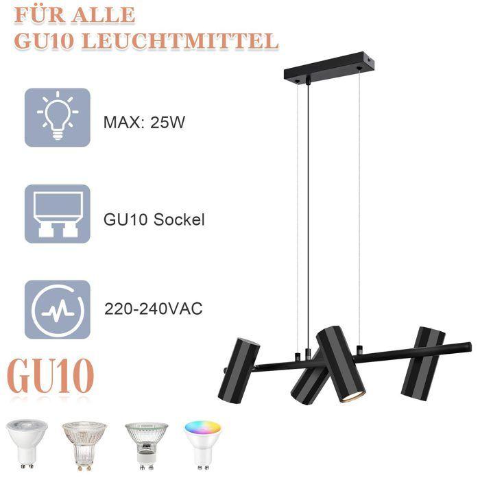 Suspension - NETTLIFE - 4 flammig - Noir - GU10 - Ø65 cm