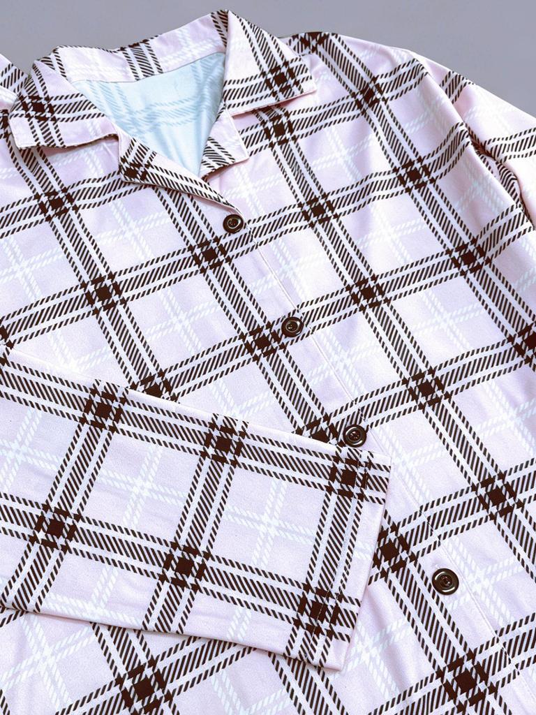 Women's Red Plaid Pajama Set - European & American Style, Long Sleeve, Autumn/Winter 2026 Christmas Edition.