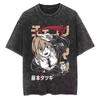 Kettensägenmann Anime Vintage Gewaschenes Baumwoll-T-Shirt Herren Damen Harajuku Kurzarm-Tee Streetwear Unisex Mode