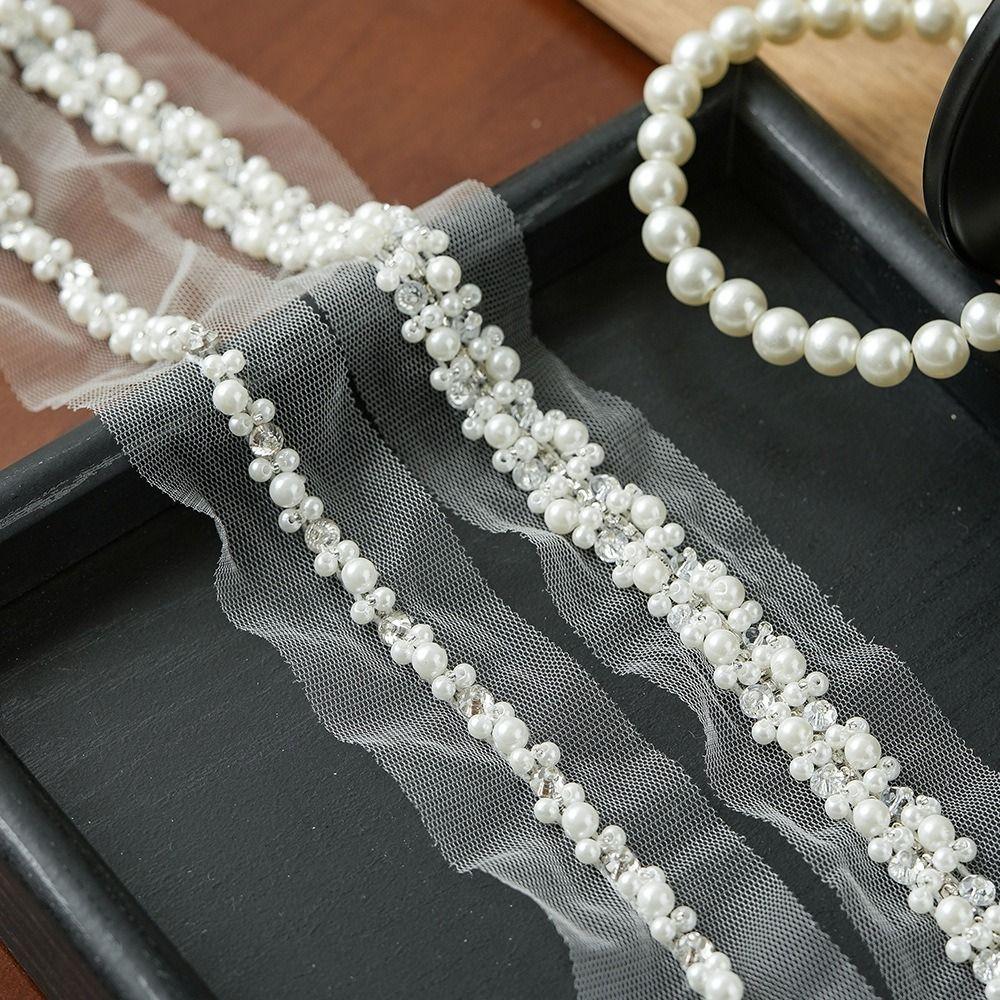 Garment Decoration Pearl Beaded Pearl Beaded Trim Rhinestone Width 3.5/4cm Lace Trim Ribbon Lace Trim DIY Sewing