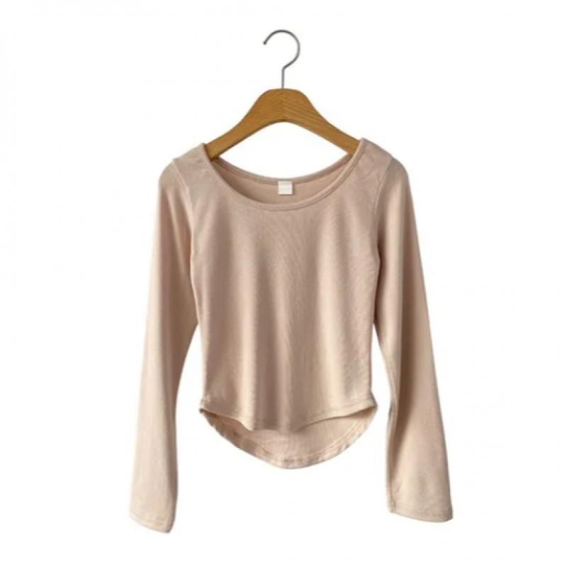 New ArrivalS Open RUn Women S Rayon Spandex U Neck Cropped Long Sleeve T ShirT