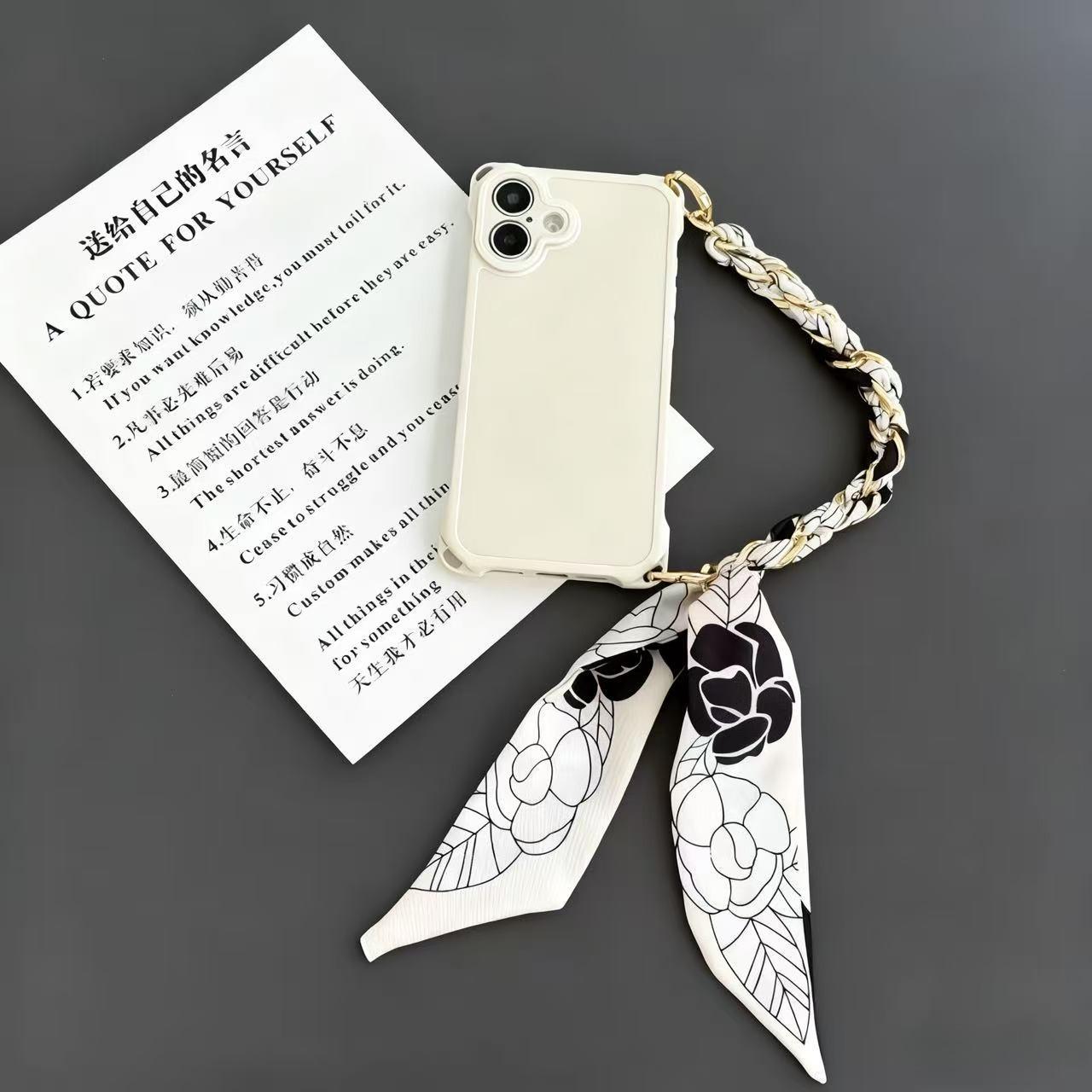 

Silk Scarf Chain Strap Phone Case For Xiaomi Poco X7 Pro X6 X5 X4 X3 NFC GT X2 C75 C65 C55 Soft Shockproof Lanyard Cover Xiaomi Poco X2 белый