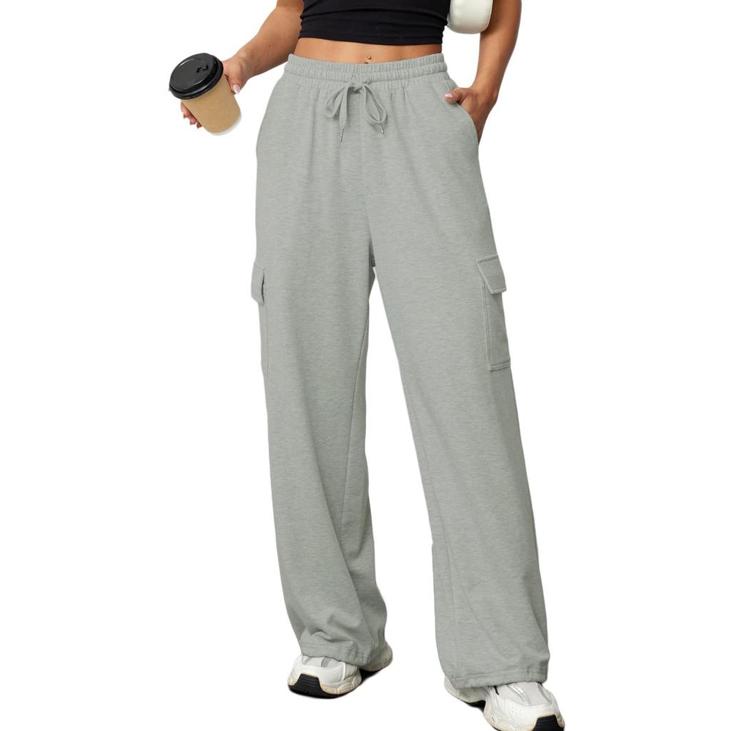 Pantalones de chándal de pierna ancha para mujer Pantalones cargo Cintura alta Pantalones de chándal Joggers holgados Pantalones largos casuales con bolsillos