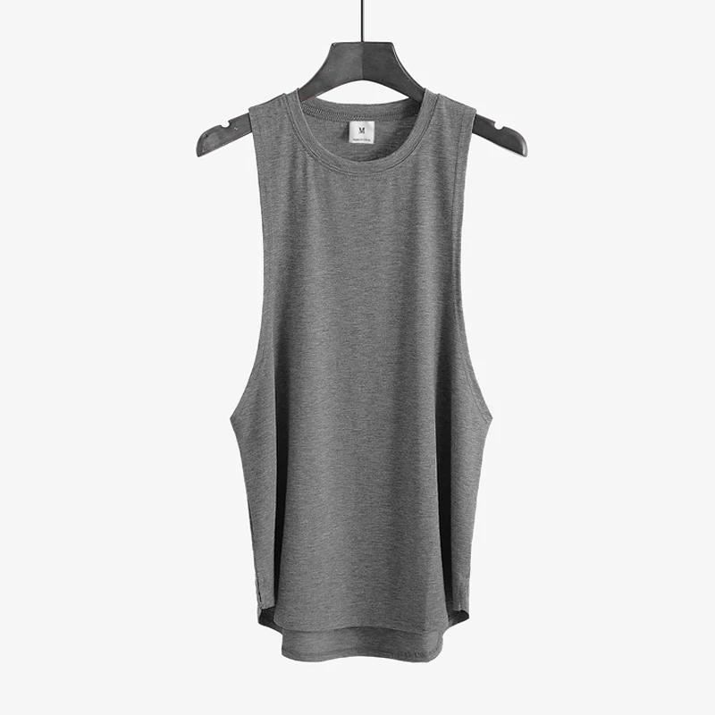 Muscleguys Blank Running Vests Mens Gym Clothing Bodybuilding Stringer Tank Tops Summer Cotton Cut Off Fitness Muscle Guys Sleeveless Shirt