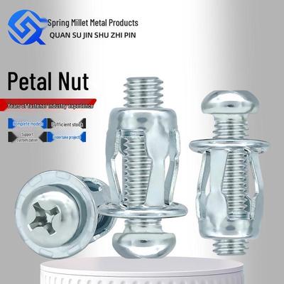 Set di bulloni e dadi rivetto in alluminio antifurto per targa, modello Petal Nut ceco