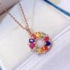 Fashion Engagement Wedding & Anniversary Gift 925 Sterling Silver Natural Fancy Colored Sapphire Classic Pendant for Women