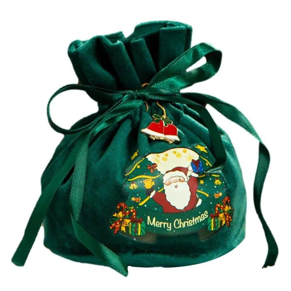 Antlers Christmas Eve Gift Bag Santa Claus Gift Drawstring Pouch Christmas Candy Bag Home Decor