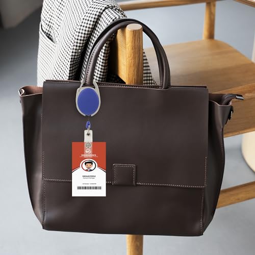 GLUN Oval Round Reel ID Card Holder, ID Badge Reel Clip On Card Holders (2 Units, Blue) 2 чёрный