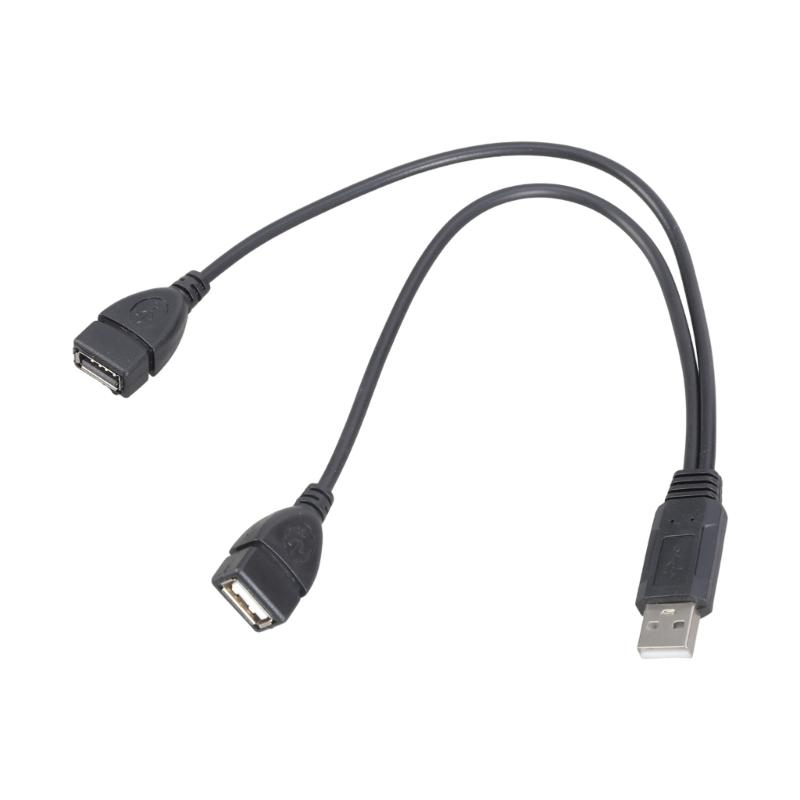 

32cm USB 2.0 Adapter Cable 1 Male to 2 Female Y Splitter Charger Cord Wire for Data Transmission and 10W Charging 1