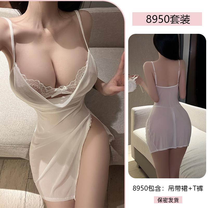 Yiyue original erotic underwear sexy pure lace temptation nightdress small chest uniform mesh perspective pajamas 8910