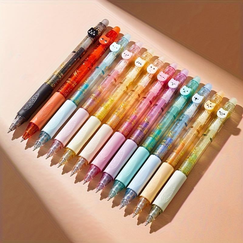6/12 Colors Glitter Thermo-Erasable Gel Pens Retractable Push-Type Quick-Dry Smooth Writing 0.5mm Black & Assorted Ink