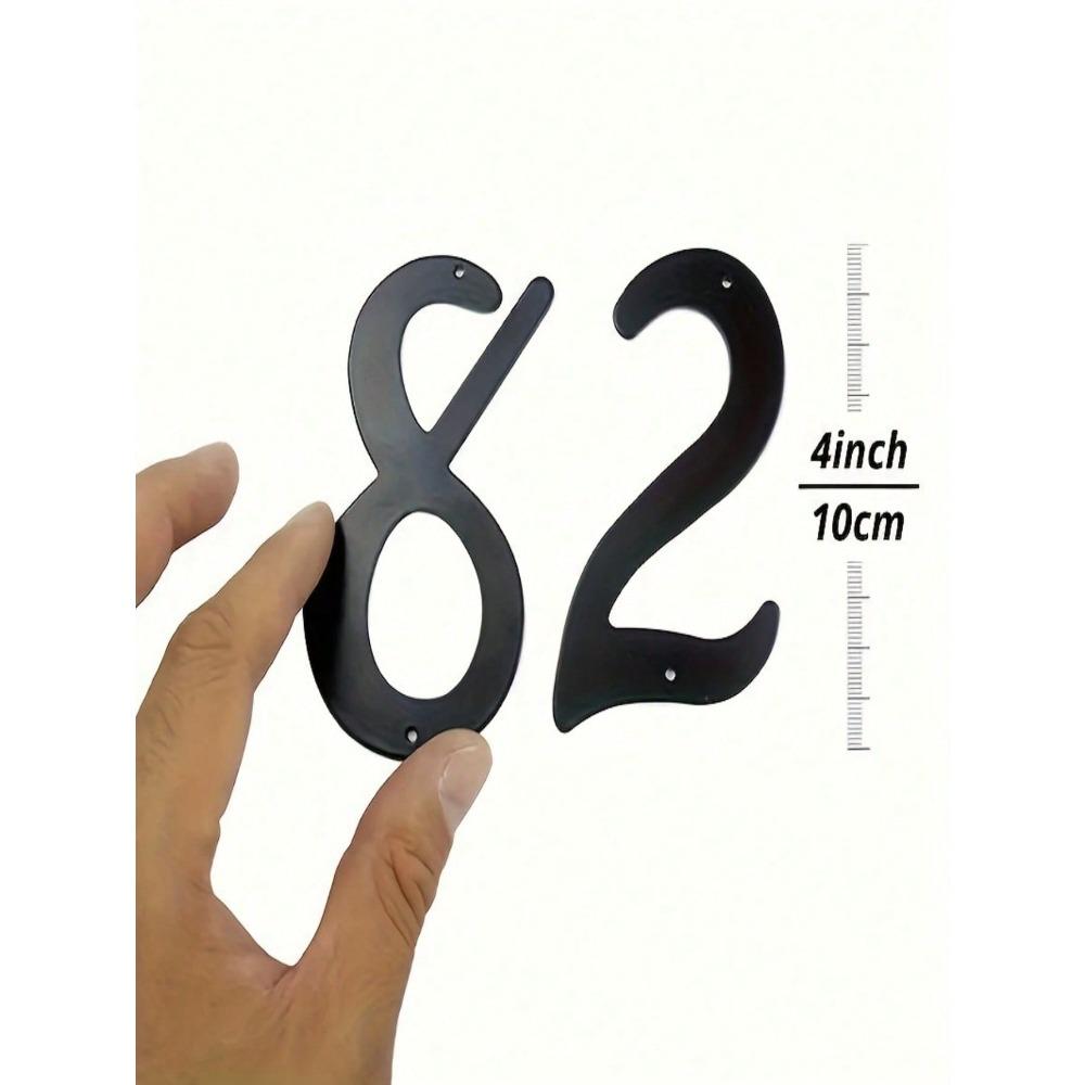 1pc 4 Inch Metal Number Sign Black Modern House Address Plaque Outdoor Door Entry Garden Wall Decor Home