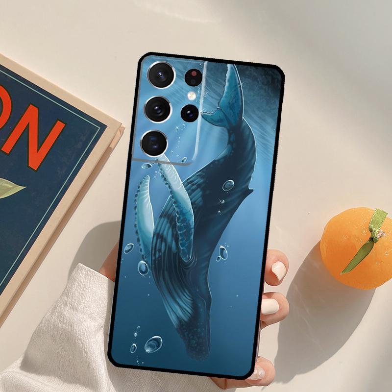 Beautiful Blue Whale Painting Phone Case For Samsung Galaxy S23 S26 Ultra S20 S21 S22 S24 S25 S10 Plus S25 FE Back Cover