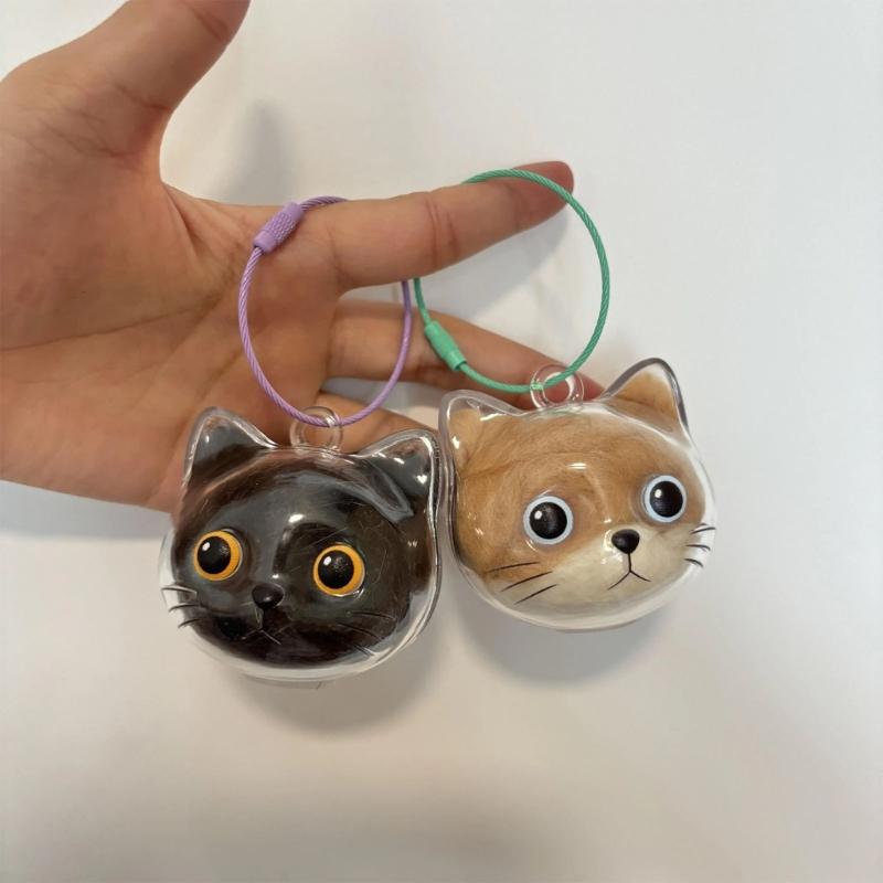 Cats Furs Storage Keychain,Pet Hair Keepsakes Keyring Cats Hair Storage Box Pendants Charm Memorial Collection Keychain