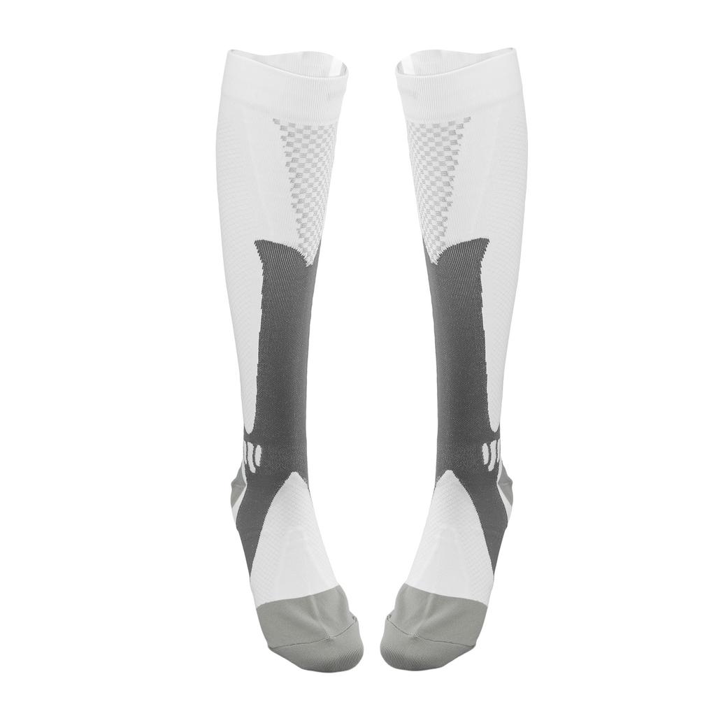 Sports Compression Socks Breathable Muscle Shock Absorption White 1 Pair Athletic Compression Socks for Men Women XXL