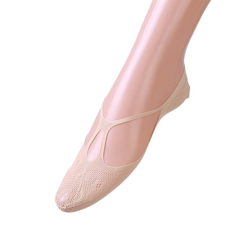 Antibacterial Non-Slip Black Mesh Boat Socks for Women