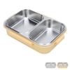 Stainless Steel Lunch Box Container Sealed Odorproof 2 Compartment Portable Square 1.2L