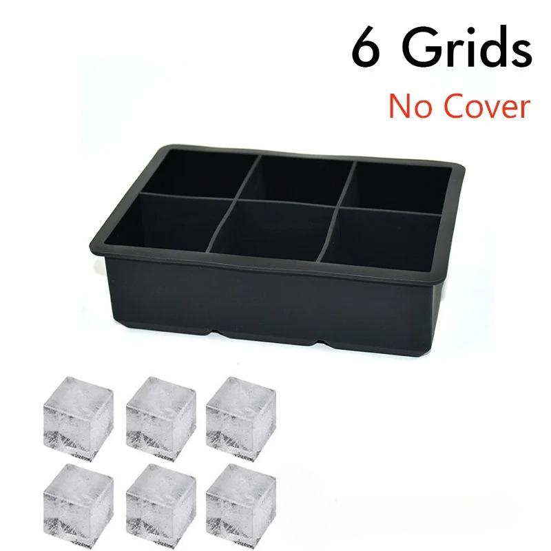Ice Cube Tray Silicone Ice Mold Large Ice Cube Mold Square Ice Cube Maker Ice Cube Tray 4/6/8 Grid for Whiskey Cocktail Ice Mold