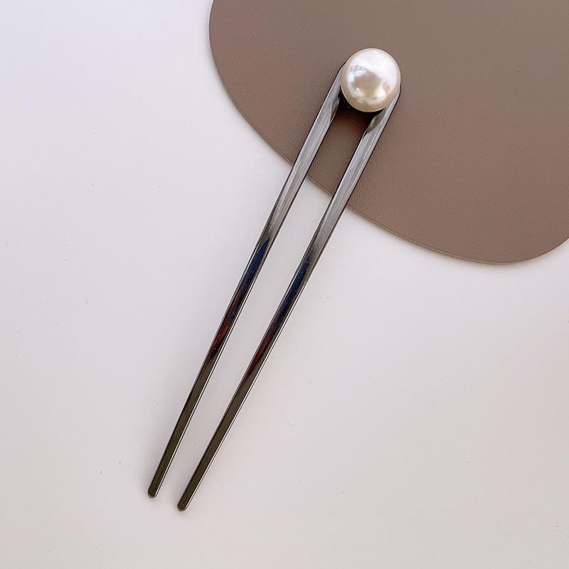 

Женская заколка для волос в форме буквы U с жемчужным акцентом, сплав, невидимка для пучка, инструмент для прически, элегантный минималистичный зажим для волос, аксессуар для подарка чёрный