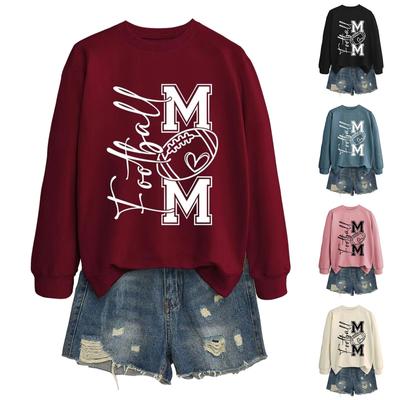 FOLLBALL MOM Damen Herbst und Winter Rundhals Langarm Lässiger Lockerer Hoodie Top