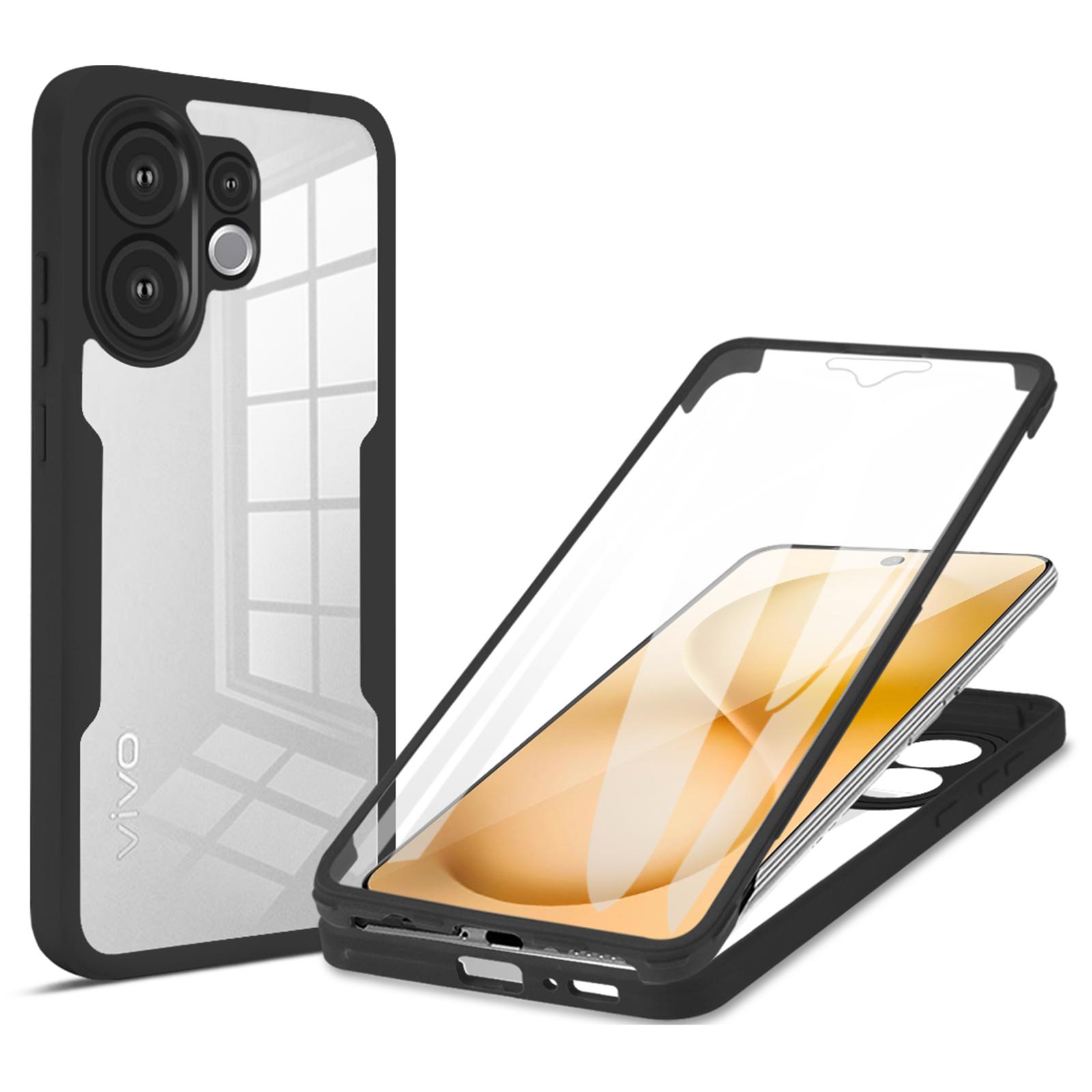 

For vivo V60 5G Case Acrylic + TPU Clear Phone Cover with PET Screen Film A