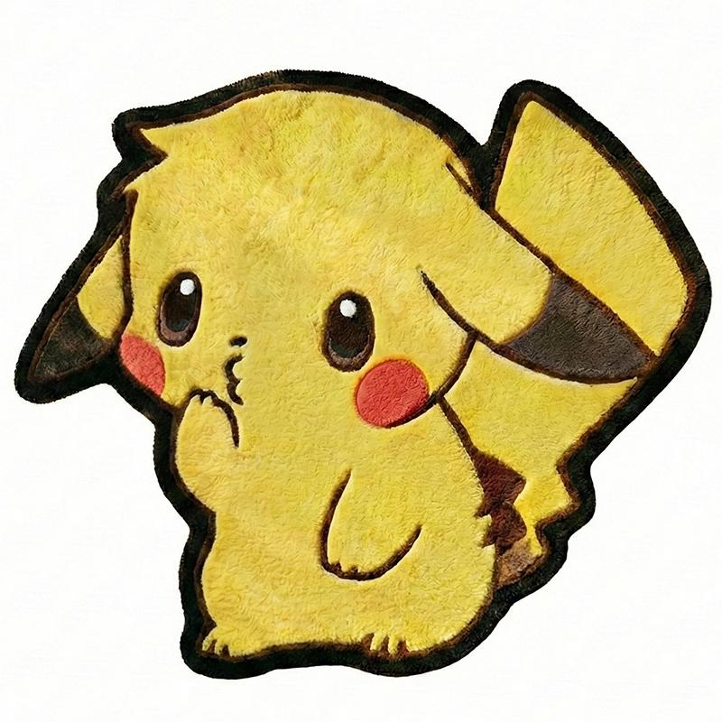 

Pokmon Pikachu Rug Anime Plush Bedside Carpet Fluffy Floor Mat Cute Room Decor for Kids Bedroom Non-slip Area Rug Birthday Gift 60x60cm (Diameter)