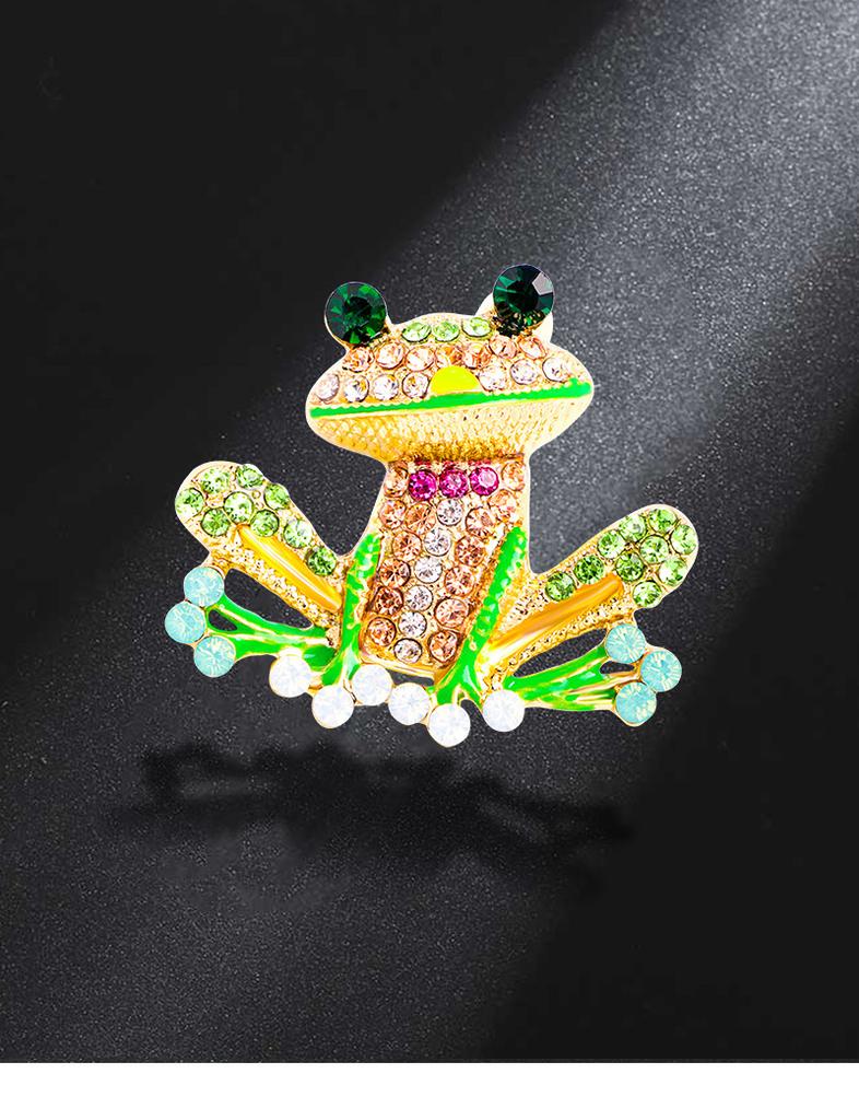 Ctue Rhinestone Frog Brooches for Women Luxury Lovely Vivid Animal Alloy Brooch Pin Trendy Men Suit Coat Gifts