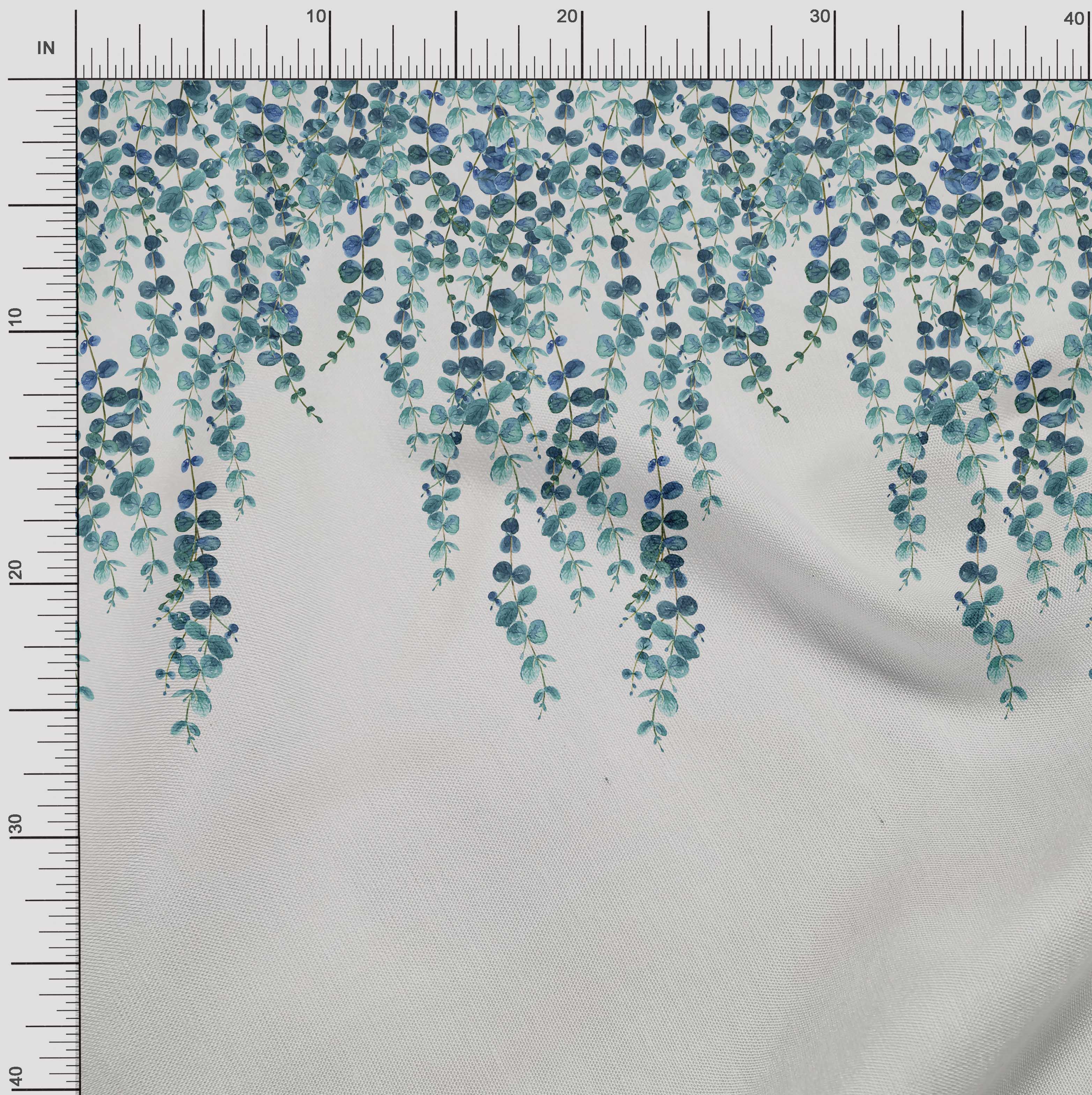 

OneOone Cotton Flex Fabric Leaves Panel Print Тканина BTY шириною 40 дюймів 42 Inch Wide - Viscose Chiffon синій