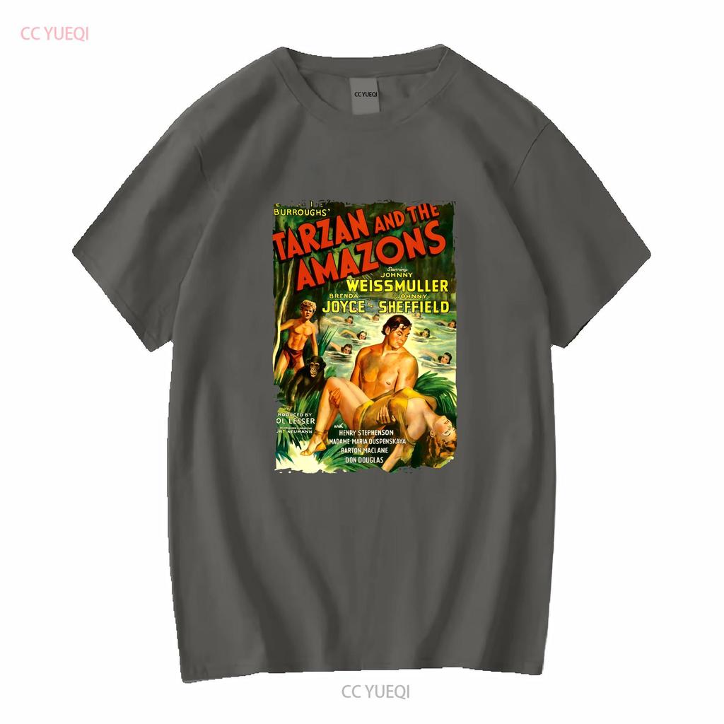 Tarzan And The Amazons 40s Action Adventure Movie T Shirt Long or Short Sleeves Vintage Washed Designer Clothes Fashion