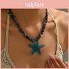 Bohemian Natural Gemstone Star Pendant Necklace For Women Summer Beach Style