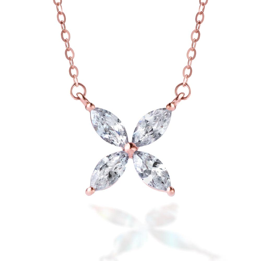 

ИЗ НОВОГО Ожерелье для женщин Marquise Butterfly Flower 10K K10 розовое золото бренд Present Women [ПОДАРОК ЙОРК]